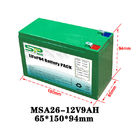Зеленое 9Ах блок батарей НКМ/ЛиФеПО4 лития 12 вольт для умного контроля состояния безопасности